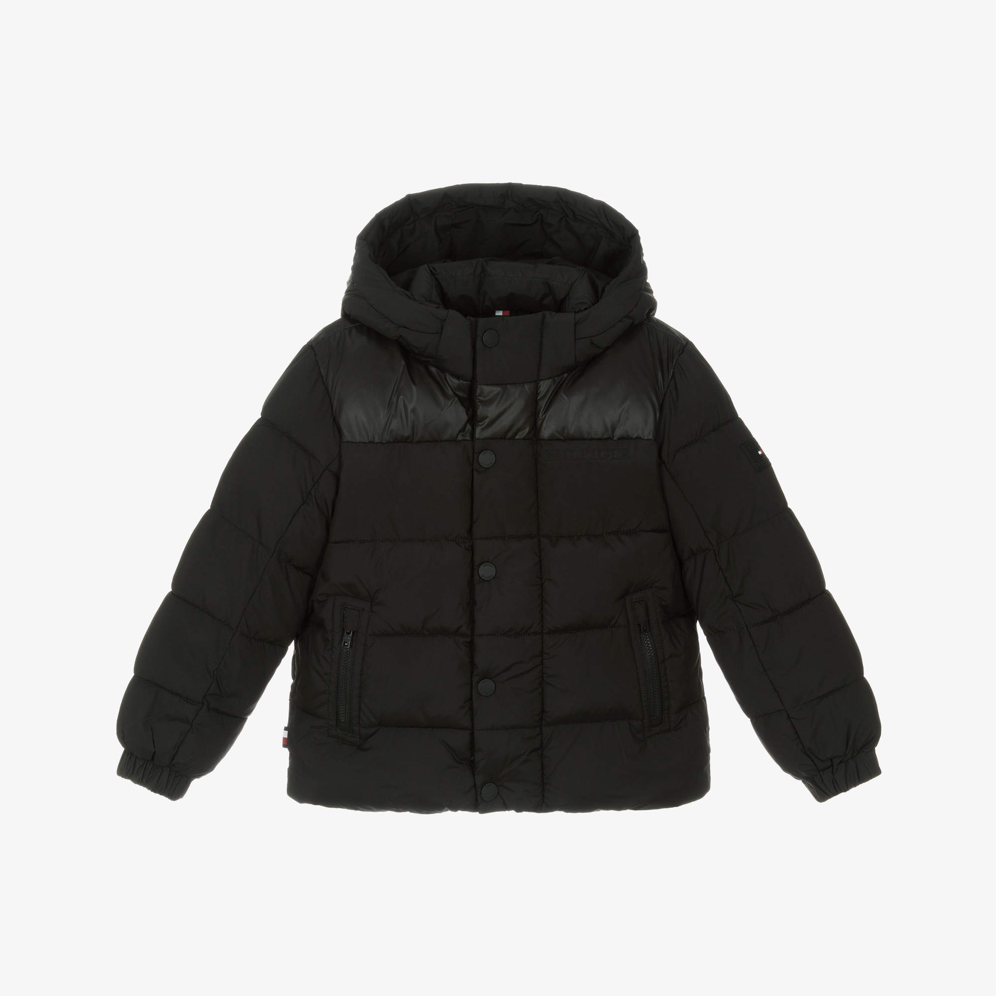Tommy Hilfiger Boys Black Puffer Jacket with Removable Hood
