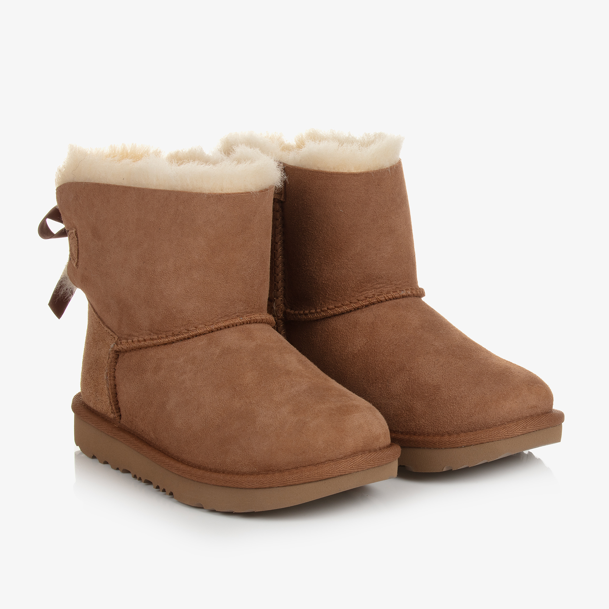 UGG Girls Brown Suede Bow Boots