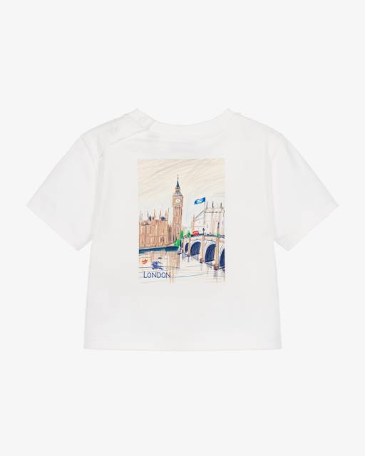 Burberry-تيشيرت قطن لون عاجي للأطفال للرضع | Childrensalon