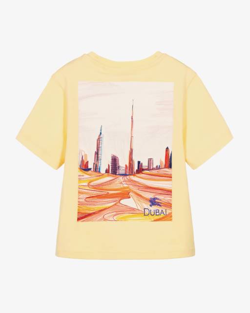Burberry-Yellow Cotton Dubai Bear T-Shirt | Childrensalon