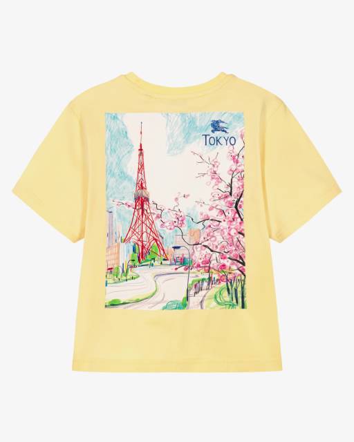 Burberry-Yellow Cotton Tokyo Bear T-Shirt | Childrensalon