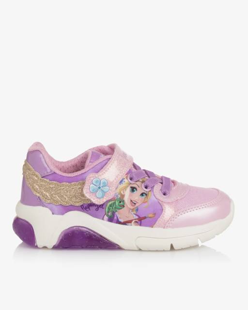 Geox-Girls Glittery Pink & Lilac Disney Rapunzel Light Up Trainers | Childrensalon