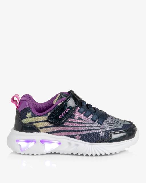 Geox-Girls Navy Blue Light-Up Trainers with Glitter Details | Childrensalon
