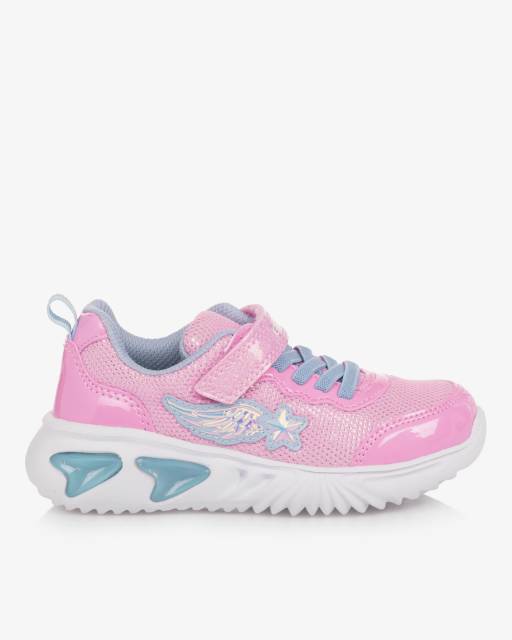 Geox-Girls Pale Pink & Blue Wing Light Up Trainers | Childrensalon