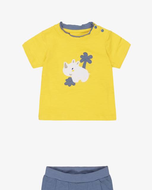 iDO Mini-Baby Boys Yellow & Blue Animal Print Shorts Set (2 Pack) | Childrensalon