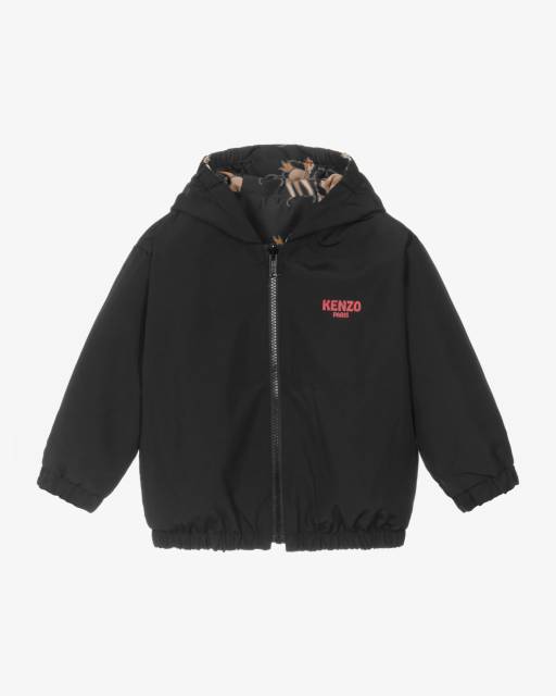 KENZO KIDS-Black Lunar New Year Reversible Hooded Jacket | Childrensalon
