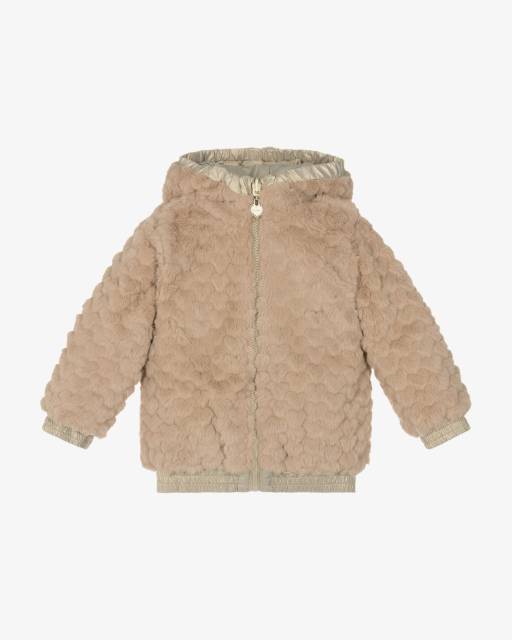 Le Chic-Girls Gold Reversible Hooded Faux Fur Puffer Jacket | Childrensalon