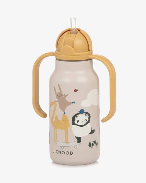 Liewood-Beige Animal Print 2-Handle Bottle (250ml) | Childrensalon