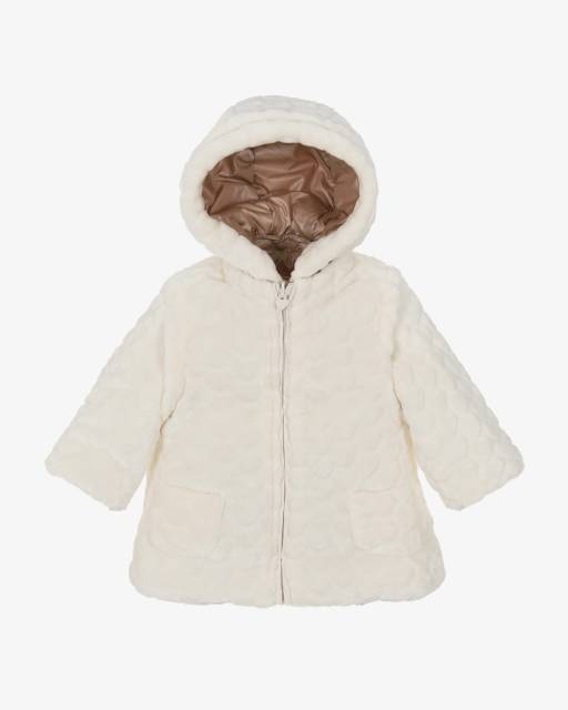 Mayoral Newborn-Baby Girls Beige & Ivory Plush Reversible Coat | Childrensalon