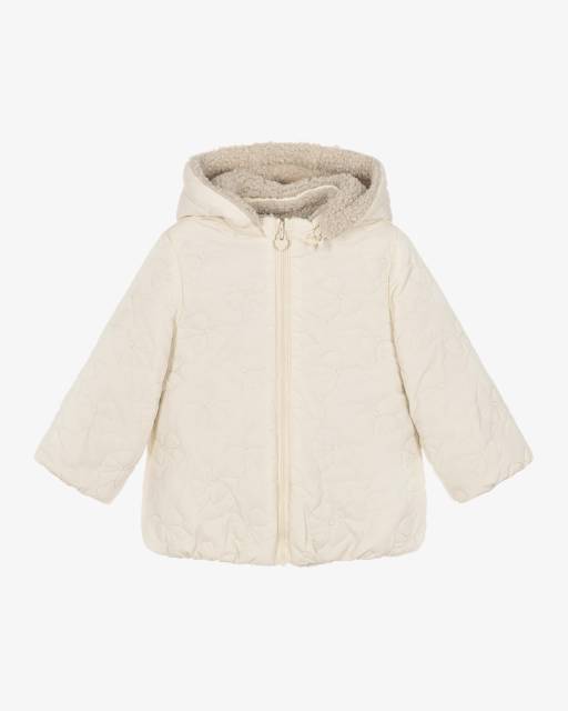 Mayoral Newborn-Baby Girls Ivory Reversible Coat | Childrensalon