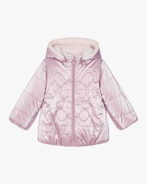 Mayoral Newborn-Baby Girls Lavender Purple Reversible Coat | Childrensalon