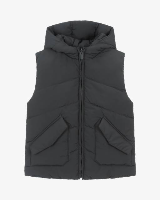 Mayoral-Boys Dark Grey & Beige Reversible Hooded Puffer Gilet | Childrensalon