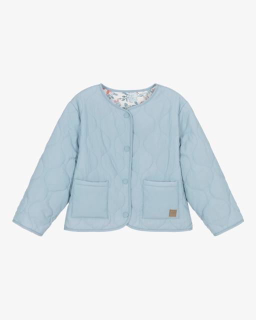 Mayoral-Girls Pale Blue Quilted Reversible Jacket | Childrensalon