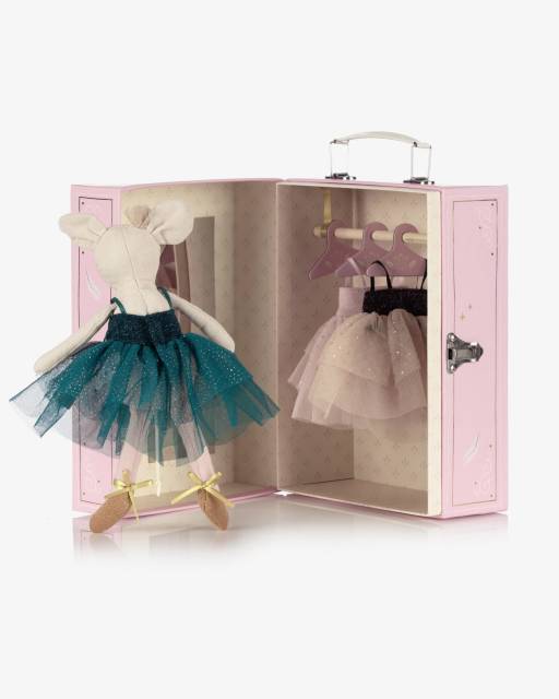 Moulin Roty-لعبة طريّة شكل فأرة مع خزانة ملابس لون زهري (25سم) | Childrensalon