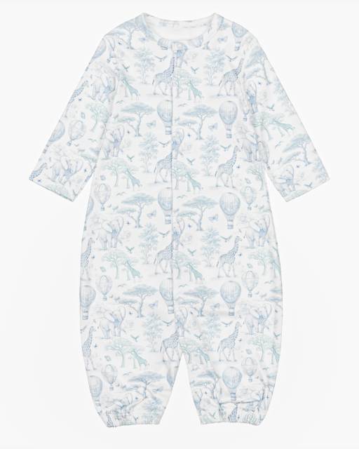 My Little Pie-Blue Supima African Animals Toile de Jouy Converter Gown | Childrensalon
