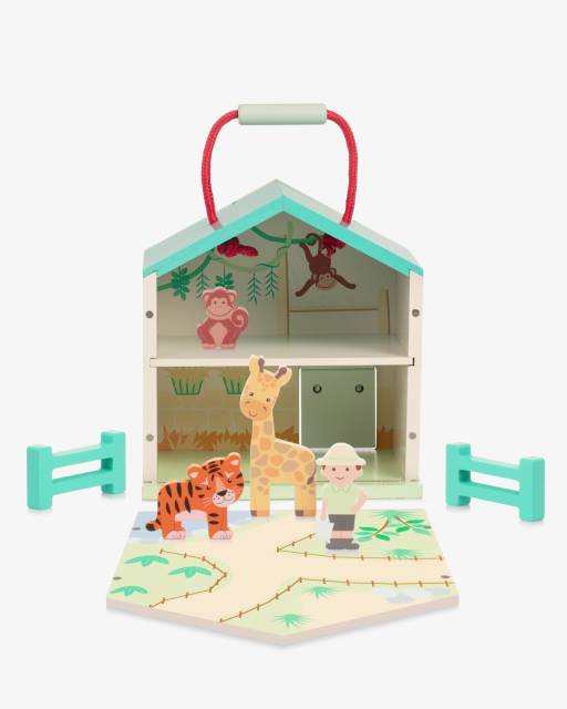 Orange Tree Toys-Zoo Animals Wooden Play Set (20cm) | Childrensalon