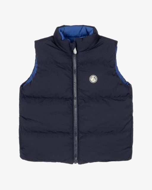 Petit Bateau-Boys Reversible Blue Puffer Gilet | Childrensalon