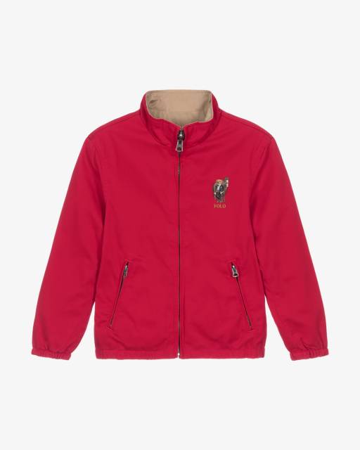 Ralph Lauren-Boys Red & Beige Reversible Twill Jacket | Childrensalon