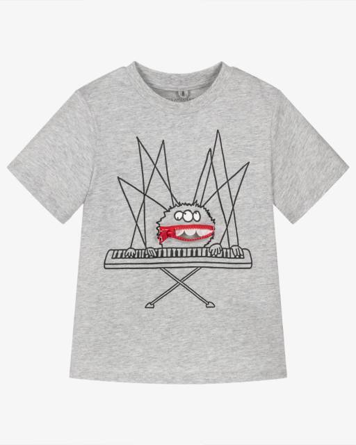 Stella McCartney Kids-تيشيرت قطن لون رمادي للأولاد | Childrensalon
