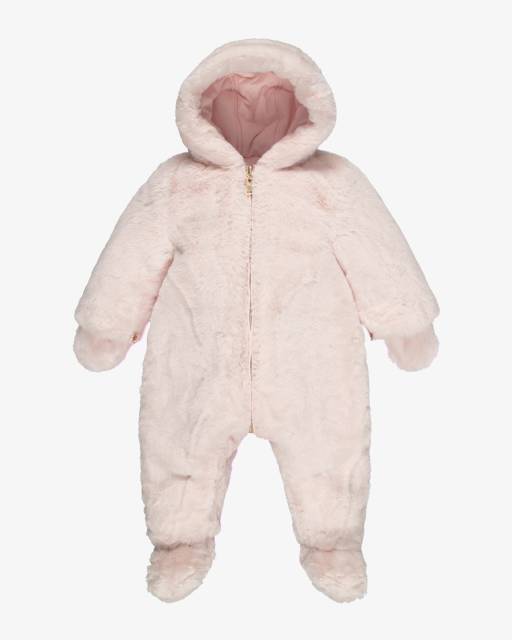 Tartine et Chocolat-Baby Girls Pink Reversible Snowsuit with Booties & Mittens | Childrensalon