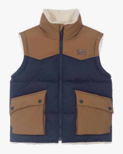 Timberland-Boys Blue Reversible Gilet With Sherpa Fleece | Childrensalon