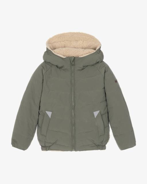 Töastie-Sage Green & Sherpa Fleece Reversible Puffer Jacket  | Childrensalon